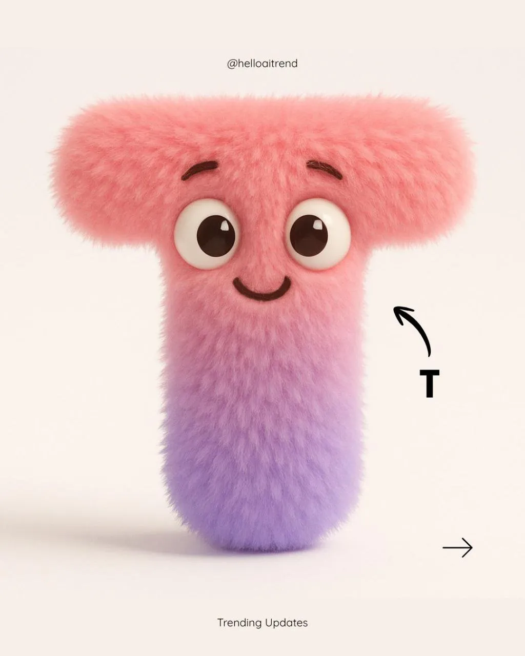 AI image: A fluffy 3D style cartoon letter