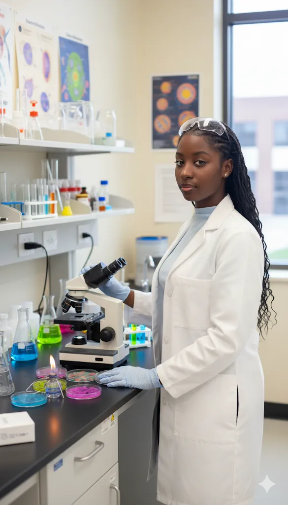 AI image: Abigail, Reimagined as a Microbiologist