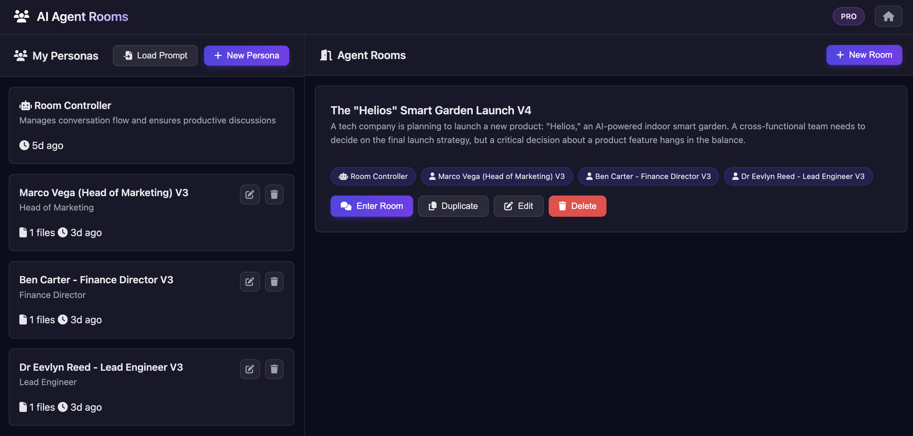 AI Agent Rooms Interface